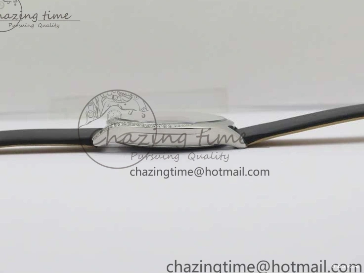 0420 StreetReady Ladies’ De Ville Trésor Diamond SS 3AF 1:1 Best Edition White MOP Dial RG Markers On Black Fabric strap Swiss Quartz 7884